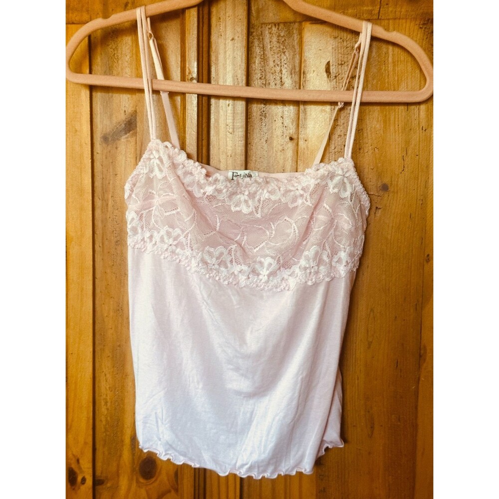 Felina Pink Lace Jersey Camisole Size Large
